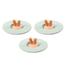 공구리빙(09LIVING) 토끼 실리콘 컵뚜껑 밀폐 덮개, 3개, 민트
