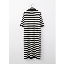 여자 시크 블랙앤화이트 배색 단가라 반오픈 롱원피스