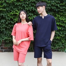 더블맨즈 커플시밀러룩 반팔티와밴딩반바지세트 빅사이즈커플룩