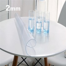 쾌청 원형 식탁 테이블매트, 투명, 직경 80cm, 두께2mm