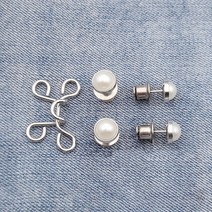 루루상회 매직 수선 고리 대형 셀프 단추 다이어터, 진주 6쌍, 6개