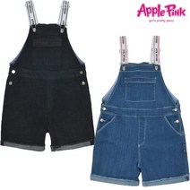 애플핑크 레터링 데님 오버롤 팬츠 APP9P307GS