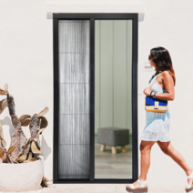 명성 현관방충망 블랙 촘촘 마음대로 여닫는 폴딩도어 주름 방충망, 일반형