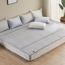 시원한 여름 패밀리침대패드 카페트 시어서커 밴딩 침대패드 3color, 블루