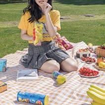 [이거찜] 세련된 디자인의 체크무늬 대형 돗자리/캠핑돗자리/옥스퍼드돗자리/피크닉매트, 돗자리 옐로우 대형