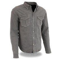 Milwaukee Performance-남성용 아머드 데님 바이커 셔츠 Aramid® by DuPont™ Fibers-GREY1621-L 회색.