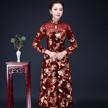 여름 가을 귀여운 슬림핏 체크 파티 드레스 30대 40대 봄 빈티지 자수 라인 석 꽃 레드