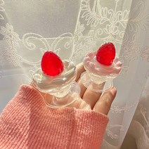 데코덴 레진 딸기쇼트 케이크 그립톡 핸드메이드 자체제작, 딸기크림(하트)