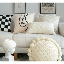 프렌치 콤비네이션 거실 소파 쿠션 블랙앤화이트 모던 인테리어, 따뜻한 태양 공 직경 48cm, 베개 케이스 + 베개 코어