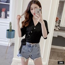 가바바 여성 블라우스 사선단추 콩콩 예뻐요 반팔 블라우스 G45859
