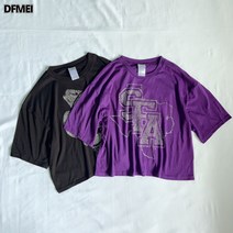 DFMEI 반팔 숏티 라운드 프린트 상의
