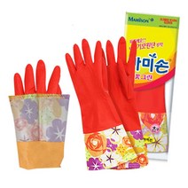 털안감 꽃그린 고무장갑 주방 대형 1쌍 기모 잡갑