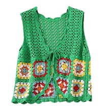 성인수면조끼 요양원 할머니조끼 김장 크로 셰 뜨개질 니트 양복 레이스 업 오픈 프론트