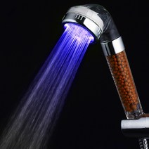 LED 샤워헤드 샤워기헤드 해바라기 수압상승, 1.LED음이온 스파샤워헤드(물온도)