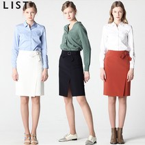 리스트 리스트 모던 페미닌 랩라이크 솔리드 스커트