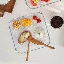 제이테이블 4절 내열유리 나눔접시 M베이직, 투명, 1개