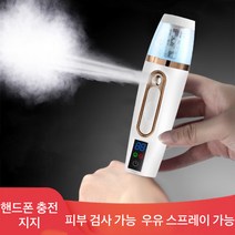 Apnoo 휴대용 얼굴스팀기 페이스스티머 피부수분측정보습기 수분공급기 피부 관리 홈케어, 흰색