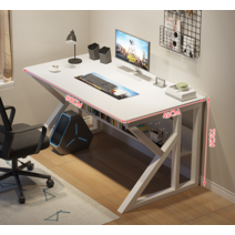 블랙 그레이 화이트 1인용 컴퓨터책상 게이밍책상 데스크탑 강화유리 서재용 pc방 피씨방 테이블 2인용, 화이트 80x45x72cm