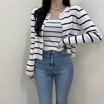 VANANA2 여성 단가라 나시 단추 가디건 세트 2color
