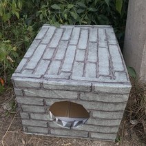 야외 대형견 큰개 진돗개 강아지 판넬 난방 조립식 실외 플라스틱 보온 강아지집 001 길 잃은 고양이, 회색 벽돌 원형 구멍(면 _트럼펫(고양이 1-2마리)