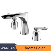 싱크대 주방 시공 셀프 설치 코브라 거위목 수전 헤드 수도 꼭지 교체 크롬 데크 장착 욕조 수도꼭지 세트 3 홀 광범위한 믹서 욕실 거위 목 목욕 샤워 핸드 0152, Chrome_CHINA