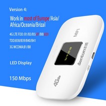 신형 휴대용 동글 와이파이 4G LTE 유심 라우터 카파이 차량용 벤튼 잠금 해제 포켓, 2050mAh 배터리, 버전 4