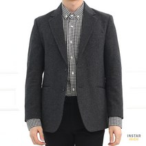 남자 오리지날 하운드체크 싱글 울 자켓 남성 세미 정장 직장인코디 블레이저 싱글 재킷