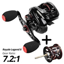 KastKing Royale Legend II GT Baitcasting Reel 7.2:1 5.4:1 기어비 릴 민물 알루미늄 스풀 8 KG 드래그 낚시 코일, 왼손, 1-협력사, 스풀이 있는 블랙
