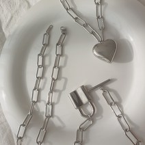 써지컬스틸 심플 클립체인 여자 목걸이 원터치 T바 자물쇠 하트 볼드 명품