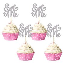 Gyufise 24피스 Eat Me 컵케이크 토퍼 글리터 Try Me Take One 이상한 나라의 앨리스 컵케이크 피크 장식 동화 속 원더랜드 테마 베이비 샤워 어린이 남아 여아, A Silver