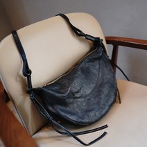 미니 라운드 크로스 숄더백 미스데어 맞춤 베지터블 소가죽 빈티지 반원형 말안장 만두 백