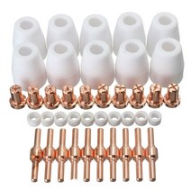 플라즈마 절단기 프라즈마 meterk 40pcs 공기 커터 소모품 노즐 팁 토치 소모품 pt-31 lg-40 토치 컷-40 50 전극 실드 컵, 사진으로, 1개