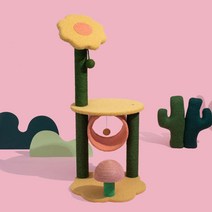 Happy & Polly 해바라기 캣트리 귀여운 캣타워 89.9cm(35.4인치) 새끼 고양이를 위한 안정적인 콘도 조립하기 쉬운 부드러운 해먹 가구 활동 센터 위한510494, Sunflower Cat Tree