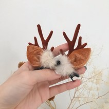 Makone 크리스마스 루돌프 사슴 머리띠 산타 파티용품 장식, 커피색녹용회색머리공머리핀