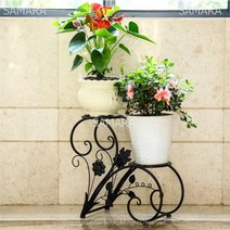 Qterra(특허브랜드) p190129249 화분진열대 2단 화분대 화분받침대 철재, 고동색