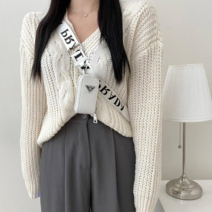 VANANA2 여성 여리여리 데일리 꽈배기 박시 루즈 오버핏 긴팔 브이넥 꾸안꾸 아방핏 러블리 가디건