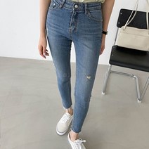 여자 빈티지 찢청 빈티지 스키니 스판 블랙진 팬츠