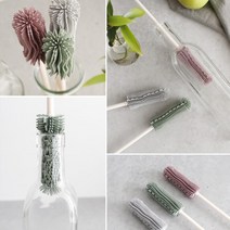좁은입구 더치커피병 기름병 실리콘 병솔 설거지솔 보틀세척솔, 다크그린