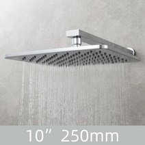 황동 8 ''10'' 레인 샤워 헤드 360 ° 회전 사각 고정 가압 블랙 크롬, 02 Chrome 10 Inch