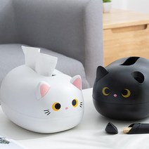 고양이 핸드타올 티슈 휴지 케이스, 귀여운 고양이 휴지케이스-화이트, 1개