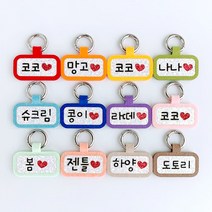 네모 강아지인식표 애견네임택 고양이 이름표, 네모네임택(하늘), 3글자(글자만)