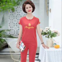 미스손 중년여성 40대50대 여름 반팔티+7부바지 트레이닝세트 빅사이즈