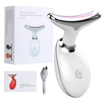 얼굴홈케어 눈가 주름 리프팅 가정용 목얼굴 뷰티 마사지 장치 LED 광자 치료 주름 방지 이중턱 피부 조, 02 White With Gift box, [02] White With Gift box