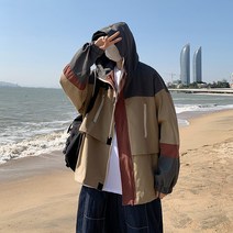자켓코트 블러킹 패치워크 봄가을 계절 트렌드 와이드 루즈핏 청소년 후드티 남성 일찍이 봄옷 상의 2060881822