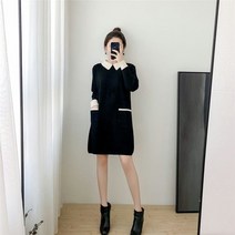 SJW 카라 미니 니트원피스 가을겨울 여성 파스텔톤 배색 포켓 고급감 데일리