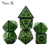 탈무티보드게임 유니버셜타로카드DND 7 개 다면체 아크릴 주사위 세트 불투명 D4-D20 멀티 사이드 보드 게, 04 green