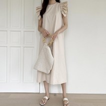 여자 여름 데일리 소매 프릴 7부 점프수트