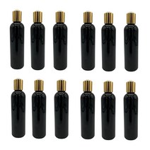 Natural Farms 118.3ml4온스) 블랙 플라스틱 스프레이 병 - 12팩 빈 리필 가능한 용기 에센셜 오일 헤어 아로마테라피 | 더스트 캡이 있는 미세 미스트 미국 제조, 골드 디스크_12팩