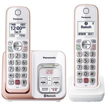 Panasonic 블루투스 무선 전화기 로즈 골드 (KX-TGD862G), 2 Handsets