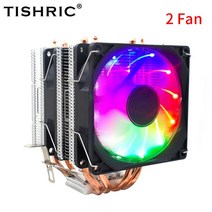 cpu tishric 쿨러 46 히트 파이프 4 핀 pwm rgb 냉각 팬 pc 라디에이터 인텔 lga 1150 1151 1155 1200 1366 2011 x79 x99, 히트파이프 4개 팬 2개, am3-am2-fm2-fm1